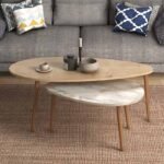 Τραπεζάκια βοηθητικά Elips Megapap χρώμα oak - μπεζ εφέ μαρμάρου 116x46x46εκ. - Image 3