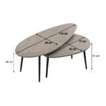 Τραπεζάκι σαλονιού σετ 2 τμχ Elips Megapap χρώμα γκρι ρετρό 116x46x46εκ. - Image 3