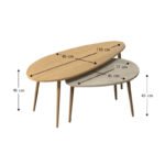 Τραπεζάκι σαλονιού σετ 2 τμχ Elips Megapap χρώμα oak - travertine 116x46x46εκ. - Image 4