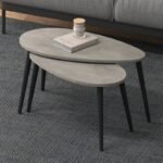 Τραπεζάκι σαλονιού σετ 2 τμχ Spline Megapap χρώμα γκρι ρετρό 80x40x46εκ. - Image 2