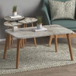 Τραπεζάκι σαλονιού σετ 4 τμχ Soul Megapap χρώμα μπεζ εφέ μαρμάρου 90x55x43εκ. - Image 2