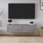 Έπιπλο τηλεόρασης επιτοίχιο Palm Megapap χρώμα γκρι ρετρό 120x32x30εκ. - Image 3