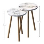 Τραπεζάκια βοηθητικά σετ 2 τμχ Roma Megapap χρώμα λευκό εφέ μαρμάρου Ø34x46εκ. - Image 3