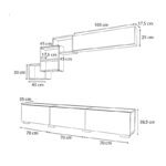 Σύνθεση τηλεόρασης Free Megapap χρώμα καρυδί 210x35x38εκ. - Image 5