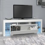 Έπιπλο τηλεόρασης Stilo Megapap με φωτισμό LED χρώμα λευκό 150x37x52εκ. - Image 2