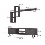 Σύνθεση τηλεόρασης Lonsa Megapap χρώμα ανθρακί 160x35x40εκ. - Image 4