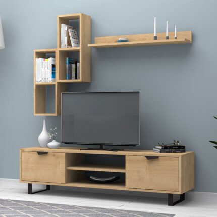 Βρες το Σύνθεση τηλεόρασης Lonsa Megapap χρώμα φυσικό οξιάς 160x35x40εκ. σε μοναδική τιμή στο clickforshop.gr