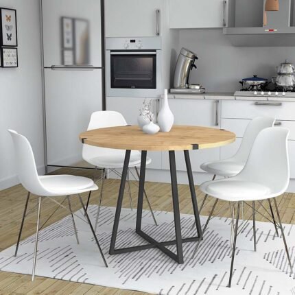 Βρες το Τραπέζι Rubes Megapap χρώμα φυσικό οξιάς - ανθρακί 100x100x78εκ. σε μοναδική τιμή στο clickforshop.gr