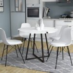 Βρες το Τραπέζι Rubes Megapap χρώμα λευκό - ανθρακί 100x100x78εκ. σε μοναδική τιμή στο clickforshop.gr