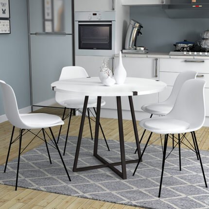 Βρες το Τραπέζι Rubes Megapap χρώμα λευκό - ανθρακί 100x100x78εκ. σε μοναδική τιμή στο clickforshop.gr