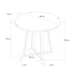 Τραπέζι Rubes Megapap χρώμα λευκό - ανθρακί 100x100x78εκ. - Image 4