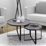 Σετ τραπεζάκια σαλονιού Davis Megapap 2τμχ. χρώμα γκρι σκυροδέματος 70x69x46εκ. - Image 2