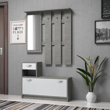 Βρες το Έπιπλο εισόδου Raynold Megapap χρώμα γκρι σκυροδέματος - λευκό 100x30x180εκ. σε μοναδική τιμή στο clickforshop.gr