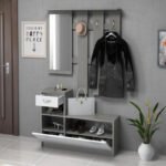 Έπιπλο εισόδου Raynold Megapap χρώμα γκρι σκυροδέματος - λευκό 100x30x180εκ. - Image 2