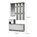 Έπιπλο εισόδου Raynold Megapap χρώμα γκρι σκυροδέματος - λευκό 100x30x180εκ. - Image 4