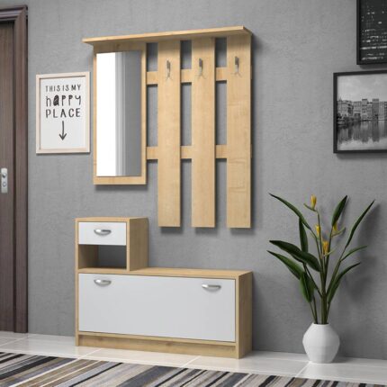 Βρες το Έπιπλο εισόδου Raynold Megapap χρώμα φυσικό οξιάς - λευκό 100x30x180εκ. σε μοναδική τιμή στο clickforshop.gr