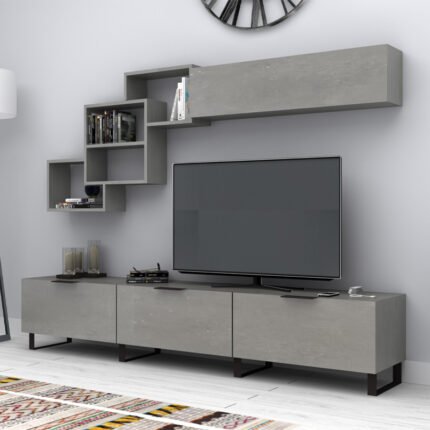 Βρες το Σύνθεση τηλεόρασης Heydar Megapap χρώμα γκρι σκυροδέματος 210x35x40εκ. σε μοναδική τιμή στο clickforshop.gr