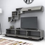 Σύνθεση τηλεόρασης Heydar Megapap χρώμα γκρι σκυροδέματος 210x35x40εκ. - Image 2