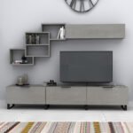 Σύνθεση τηλεόρασης Heydar Megapap χρώμα γκρι σκυροδέματος 210x35x40εκ. - Image 3