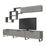 Σύνθεση τηλεόρασης Heydar Megapap χρώμα γκρι σκυροδέματος 210x35x40εκ. - Image 5