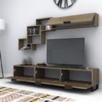 Σύνθεση τηλεόρασης Heydar Megapap χρώμα καρυδί 210x35x40εκ. - Image 2