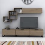 Σύνθεση τηλεόρασης Heydar Megapap χρώμα καρυδί 210x35x40εκ. - Image 3