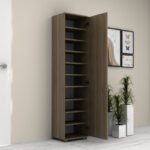 Ντουλάπα ρούχων - παπουτσοθήκη Visla Megapap μονόφυλλη με καθρέπτη χρώμα καρυδί 45x36x187εκ. - Image 4