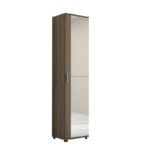 Ντουλάπα ρούχων - παπουτσοθήκη Visla Megapap μονόφυλλη με καθρέπτη χρώμα καρυδί 45x36x187εκ. - Image 5