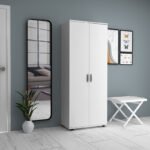 Ντουλάπα ρούχων - παπουτσοθήκη Eric Megapap δίφυλλη χρώμα λευκό 76x36x187εκ. - Image 3