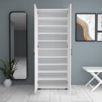 Ντουλάπα ρούχων - παπουτσοθήκη Eric Megapap δίφυλλη χρώμα λευκό 76x36x187εκ. - Image 4