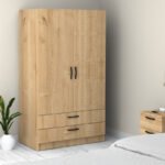 Ντουλάπα ρούχων Victoria Megapap δίφυλλη με συρτάρια χρώμα φυσικό οξιάς 100x60x181εκ. - Image 3