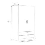 Ντουλάπα ρούχων Victoria Megapap δίφυλλη με συρτάρια χρώμα φυσικό οξιάς 100x60x181εκ. - Image 5