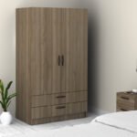 Ντουλάπα ρούχων Victoria Megapap δίφυλλη με συρτάρια χρώμα καρυδί 100x60x181εκ. - Image 3