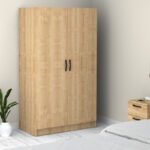 Ντουλάπα ρούχων Victoria Megapap δίφυλλη χρώμα φυσικό οξιάς 100x60x181εκ. - Image 3