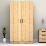 Ντουλάπα ρούχων Victoria Megapap δίφυλλη χρώμα φυσικό οξιάς 100x60x181εκ. - Image 4