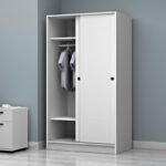 Ντουλάπα ρούχων Regio Megapap δίφυλλη συρόμενη χρώμα λευκό 100x60x181εκ. - Image 2