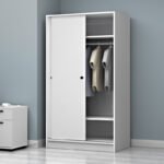 Ντουλάπα ρούχων Regio Megapap δίφυλλη συρόμενη χρώμα λευκό 100x60x181εκ. - Image 4