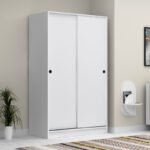 Ντουλάπα ρούχων Regio Megapap δίφυλλη συρόμενη χρώμα λευκό 120x60x200εκ. - Image 3