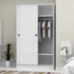 Ντουλάπα ρούχων Regio Megapap δίφυλλη συρόμενη χρώμα λευκό 120x60x200εκ. - Image 4