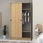 Ντουλάπα ρούχων Regio Megapap δίφυλλη συρόμενη χρώμα φυσικό οξιάς 120x60x200εκ. - Image 4