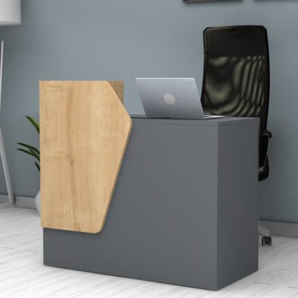 Βρες το Γραφείο υποδοχής - reception Merlin Megapap χρώμα ανθρακί - φυσικό οξιάς 110x50x101