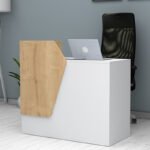 Βρες το Γραφείο υποδοχής - reception Merlin Megapap χρώμα λευκό - φυσικό οξιάς 110x50x101