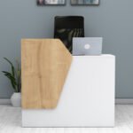 Γραφείο υποδοχής - reception Merlin Megapap χρώμα λευκό - φυσικό οξιάς 110x50x101,8εκ. - Image 3