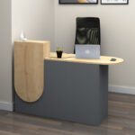 Βρες το Γραφείο υποδοχής - reception Rezio Megapap χρώμα ανθρακί - φυσικό οξιάς 140x50x101