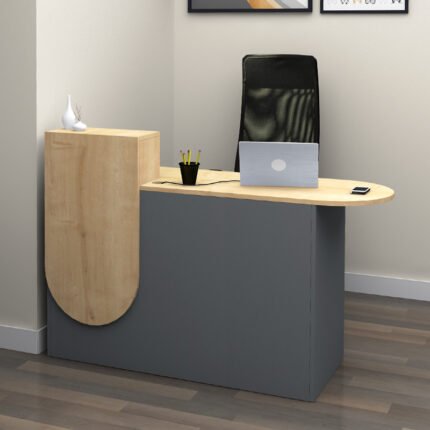 Βρες το Γραφείο υποδοχής - reception Rezio Megapap χρώμα ανθρακί - φυσικό οξιάς 140x50x101