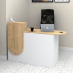 Βρες το Γραφείο υποδοχής - reception Rezio Megapap χρώμα λευκό - φυσικό οξιάς 140x50x101