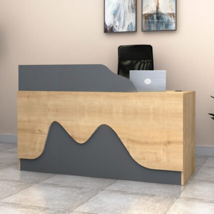 Βρες το Γραφείο υποδοχής - reception Lione Megapap χρώμα φυσικό οξιάς - ανθρακί 160x60x100εκ. σε μοναδική τιμή στο clickforshop.gr