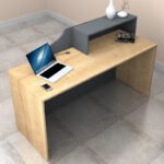 Γραφείο υποδοχής - reception Lione Megapap χρώμα φυσικό οξιάς - ανθρακί 160x60x100εκ. - Image 2