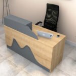 Γραφείο υποδοχής - reception Lione Megapap χρώμα φυσικό οξιάς - ανθρακί 160x60x100εκ. - Image 3