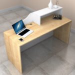 Γραφείο υποδοχής - reception Lione Megapap χρώμα φυσικό οξιάς - λευκό 160x60x100εκ. - Image 2